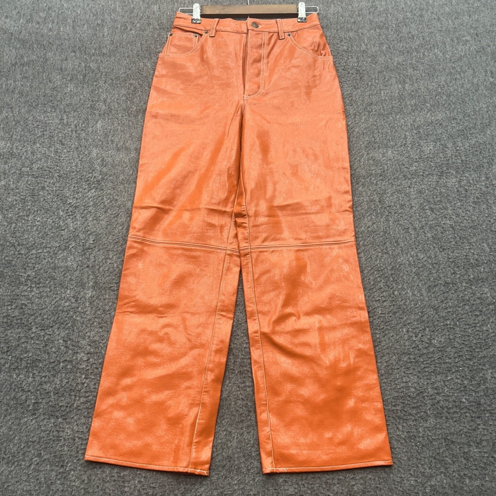 Free People We The Free It Factor Patent Vegan Leather Pants Orange 2 Streetwear